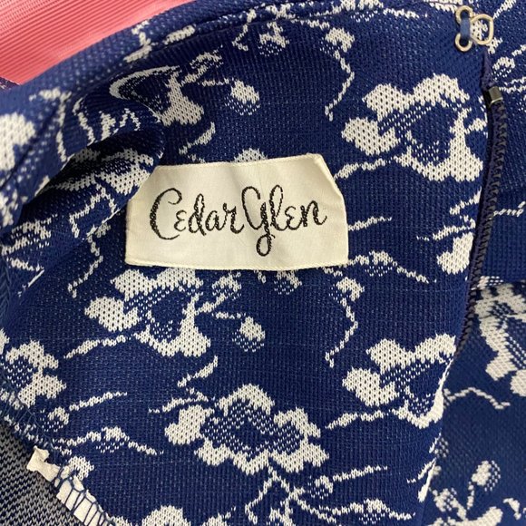 Vintage Cedar Glen Women's Short Sleeve Blue Floral Knee Length Dress Size 22 - Picture 7 of 9